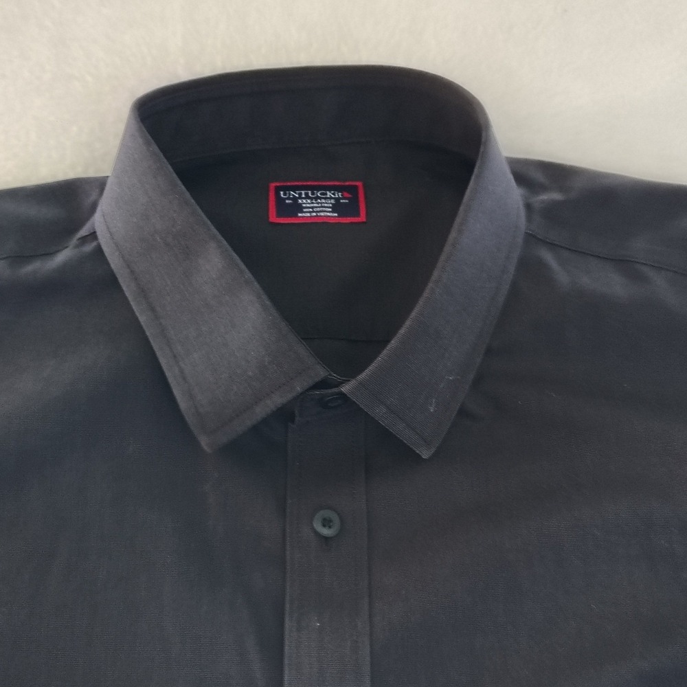 UNTUCKit‎ Black Stone WF Button Down Shirt Mens XXXL Black 100% Cotton 31360 - Picture 3 of 14